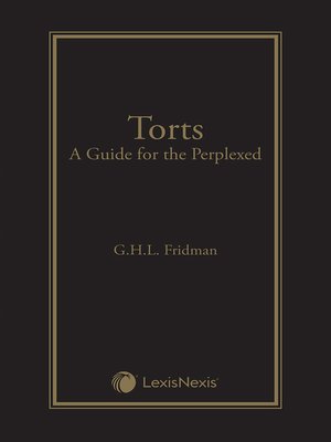 cover image of Torts - A Guide for the Perplexed